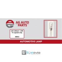 лампа авто_AG AUTO_12V 120mA 1.5W T5 capsule only (Wire end) (№40053) (шт.)