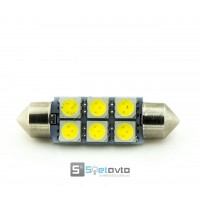 T11 AC (C5W) 6smd (5050) 42мм БЕЛЫЙ_24V_C-P.(31179) (шт.)