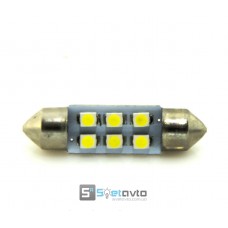 T11 AC (C5W) 6smd (3528) 36мм БЕЛЫЙ_24V_C-P.(31170) (шт.)