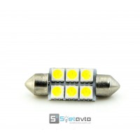 T11 AC (C5W) 6smd (5050) 36мм БЕЛЫЙ_24V_C-P-V.(31180/27026) (шт.)