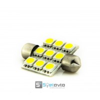T11 AC (C5W) 9smd (5050) 36мм БЕЛЫЙ_12V_C-P.(31160) (шт.)