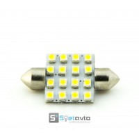 T11 AC (C5W) 16smd (3528) _36мм_ БЕЛЫЙ_12V_C-P.(31320) (шт.)